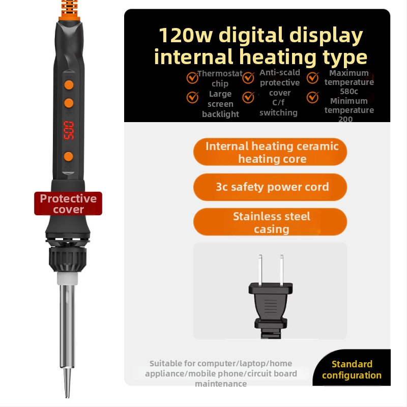 Elektriline jootekolv keramikakütteelemendiga, 220V, professionaalse tasemega, jootmiseks, desolderimiseks ja pirograafiale