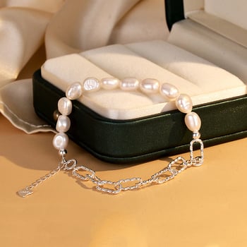 Brățară Baroc din perle naturale de apă dulce, argint 925, realizare manuală, greutate aproximativ 5,30 g, stil feminin de zână, design geometric