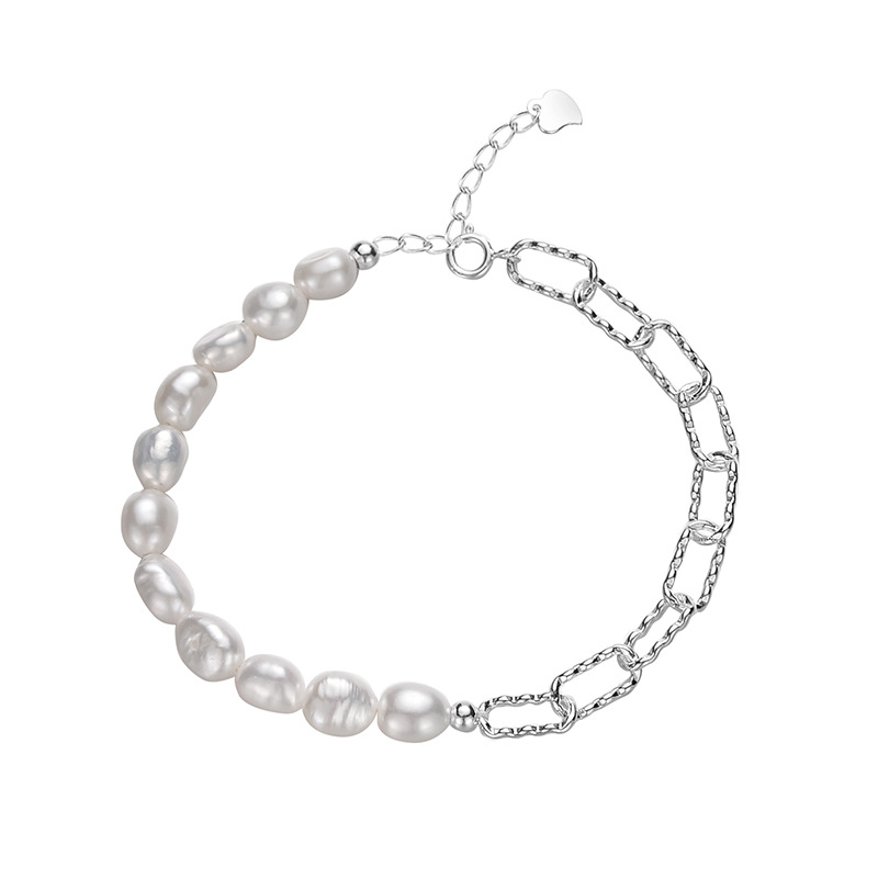 Brățară Baroc din perle naturale de apă dulce, argint 925, realizare manuală, greutate aproximativ 5,30 g, stil feminin de zână, design geometric