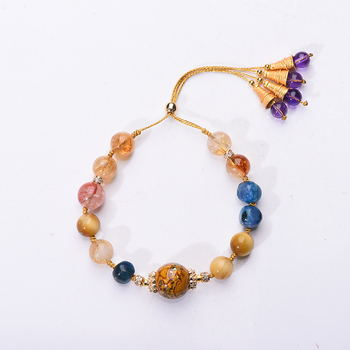 Narukvica od velikih lakiranih perli, ručno pletena, za žene, palaćni stil, oblici: romb, zvijezda, životinje/zodijak — Falin Crystal Jewelry