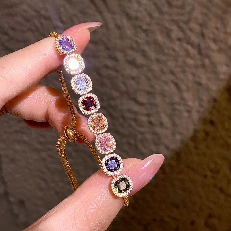 Brățară din cupru, electroplată, design geometric cu zirconiu, pentru femei, bijuterii de mână cu lux discret