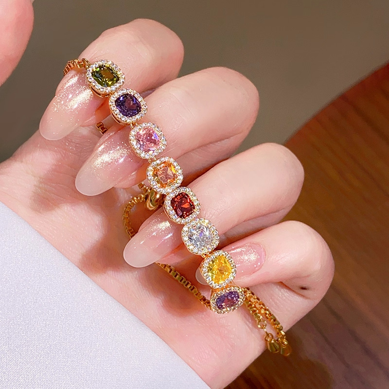 Brățară din cupru, electroplată, design geometric cu zirconiu, pentru femei, bijuterii de mână cu lux discret