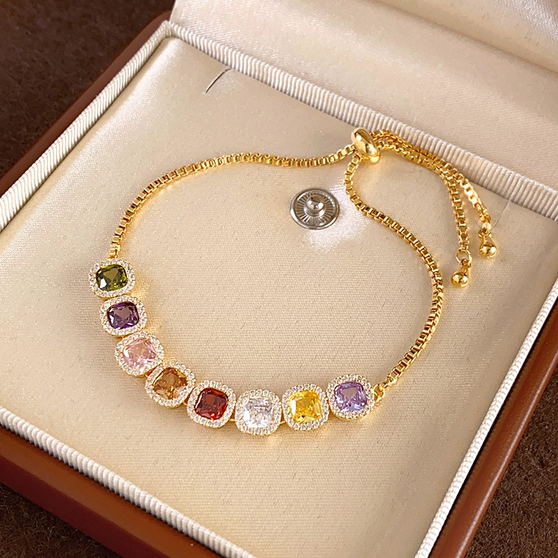 Brățară din cupru, electroplată, design geometric cu zirconiu, pentru femei, bijuterii de mână cu lux discret