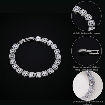 Brățară din cupru, formă romb, zirconiu micro-incrustat – stil feminin lux ușor