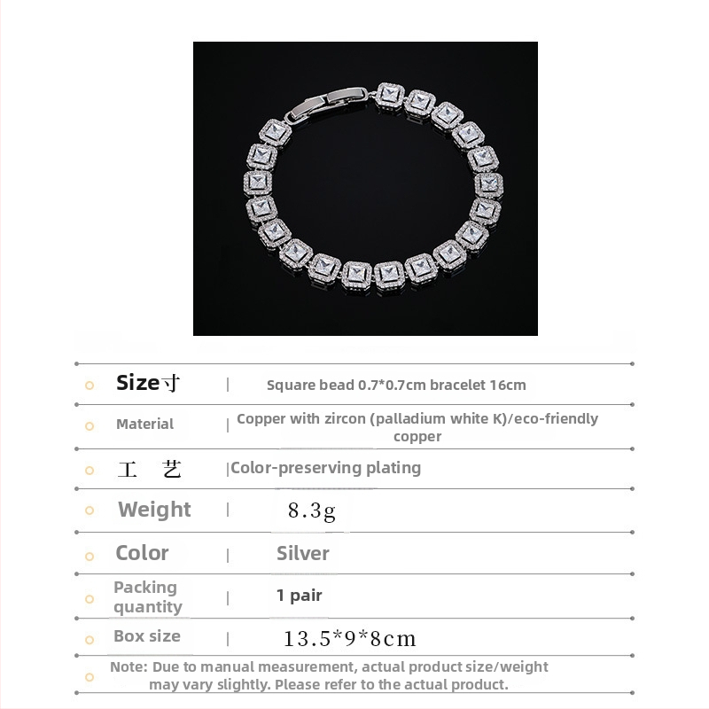 Brățară din cupru, formă romb, zirconiu micro-incrustat – stil feminin lux ușor