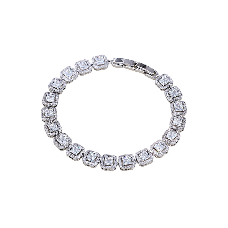 Brățară din cupru, formă romb, zirconiu micro-incrustat – stil feminin lux ușor