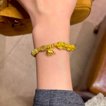 Narukvica za ruku - legura, geometrijski dizajn, bakrena novčić u obliku tikve, ženski kineski stil, S710, ljeto 2025, književni retro