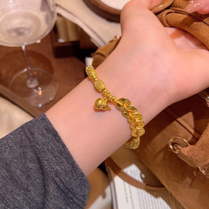 Narukvica za ruku - legura, geometrijski dizajn, bakrena novčić u obliku tikve, ženski kineski stil, S710, ljeto 2025, književni retro