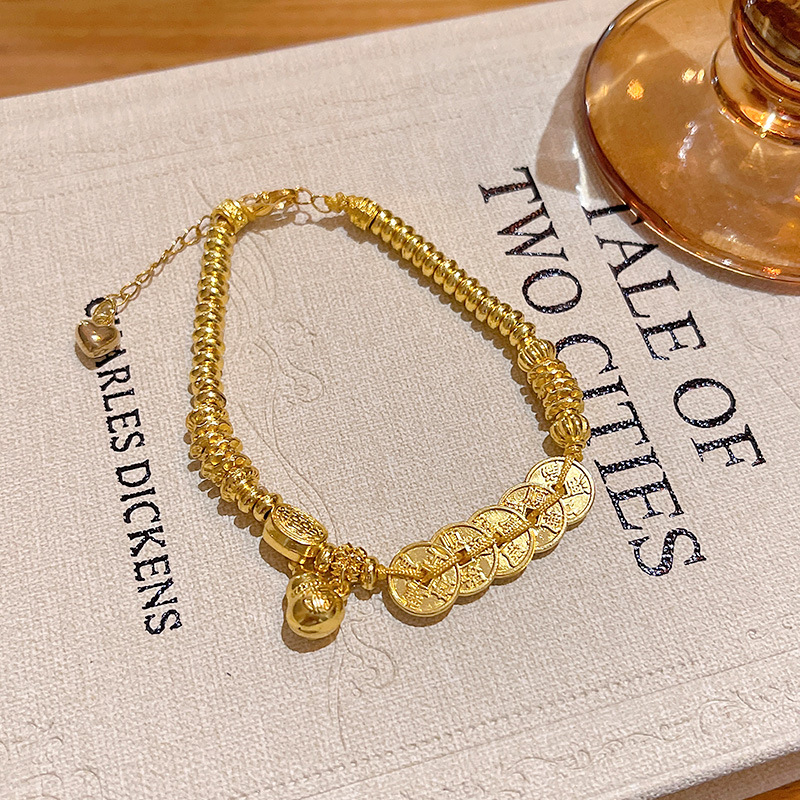 Narukvica za ruku - legura, geometrijski dizajn, bakrena novčić u obliku tikve, ženski kineski stil, S710, ljeto 2025, književni retro
