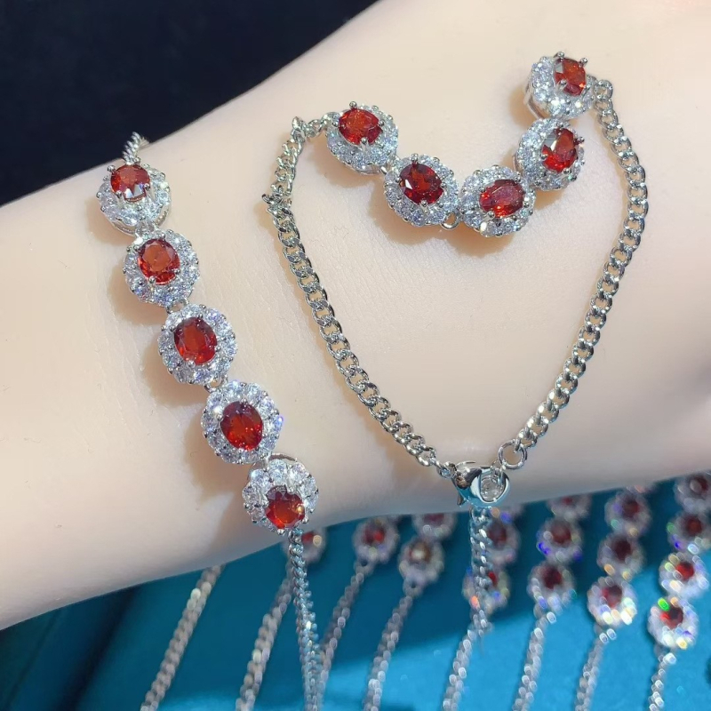 Ji Cheng Jewelry narukvica od granata s mikro-dijamantnim ugradnjama, inspirirana Princezom Dianom, luksuzan dizajn