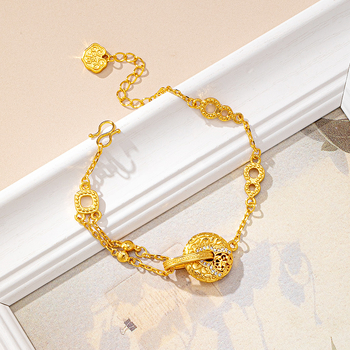 Női aranyozott réz karkötő gyémánt betétekkel, vintage stílusú irodalmi retro, elektroplatinálás, ideális évfordulós ajándék