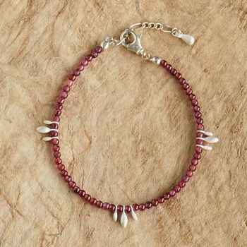 Narukvica od srebra S925 s šavom od perlica – unisex geometrijski retro dizajn, Heng i