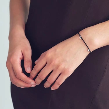 Narukvica od srebra S925 s šavom od perlica – unisex geometrijski retro dizajn, Heng i