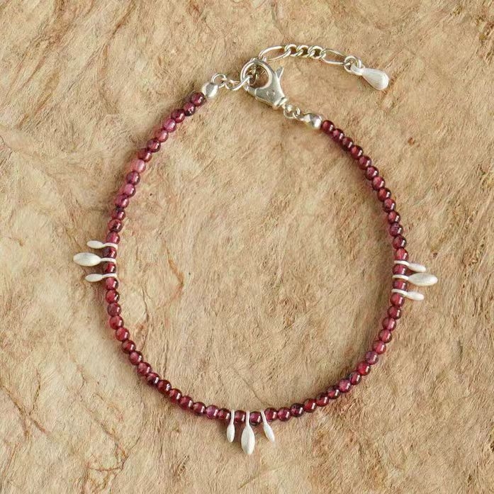 Narukvica od srebra S925 s šavom od perlica – unisex geometrijski retro dizajn, Heng i