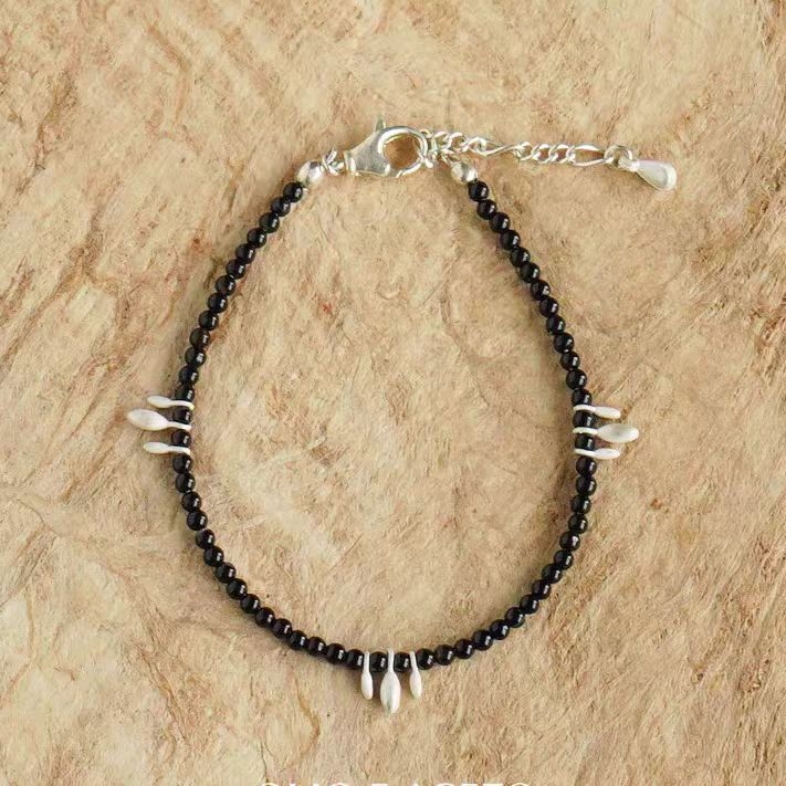 Narukvica od srebra S925 s šavom od perlica – unisex geometrijski retro dizajn, Heng i