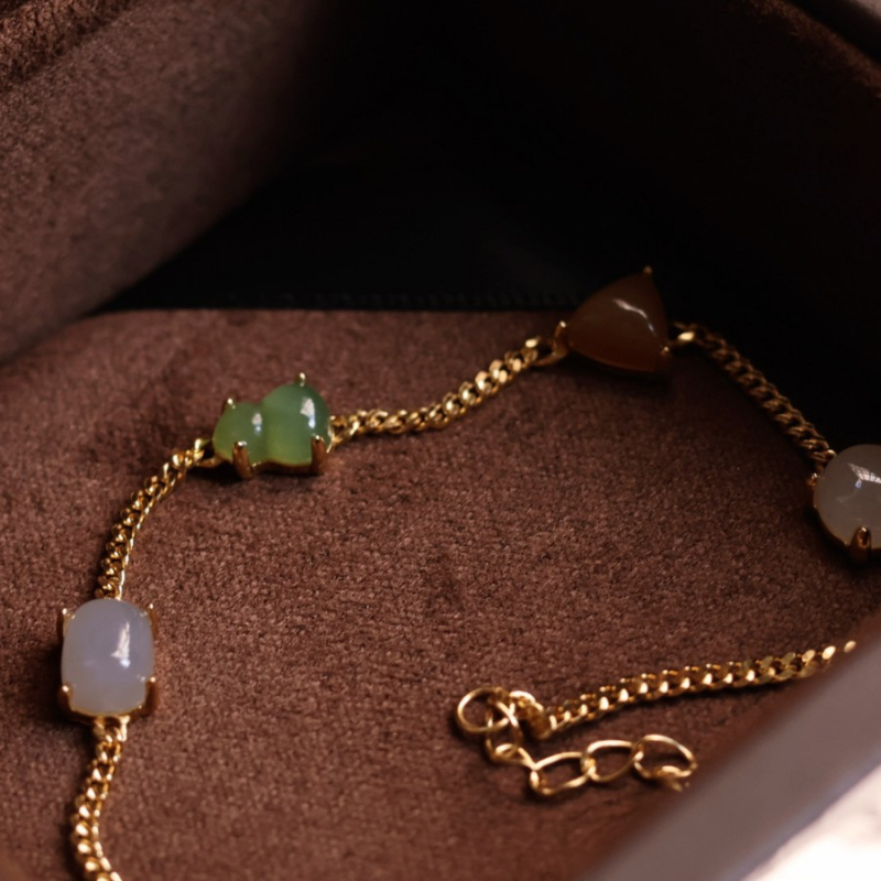 Geometrijska narukvica od Hetian jade sa S925 srebrnom ugradnjom, unisex, elektroplating