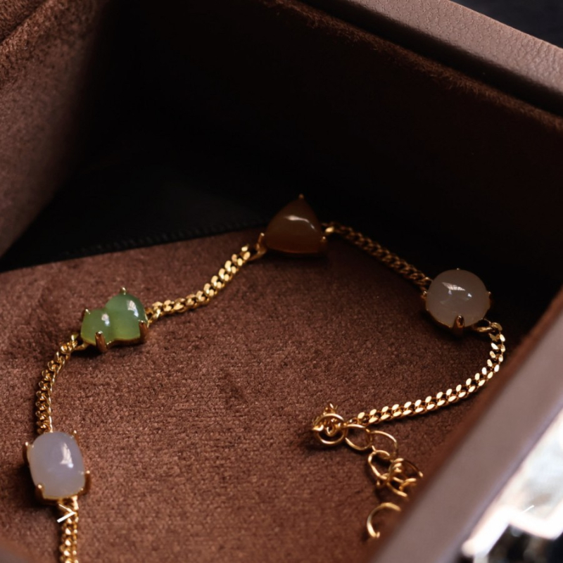 Geometrijska narukvica od Hetian jade sa S925 srebrnom ugradnjom, unisex, elektroplating