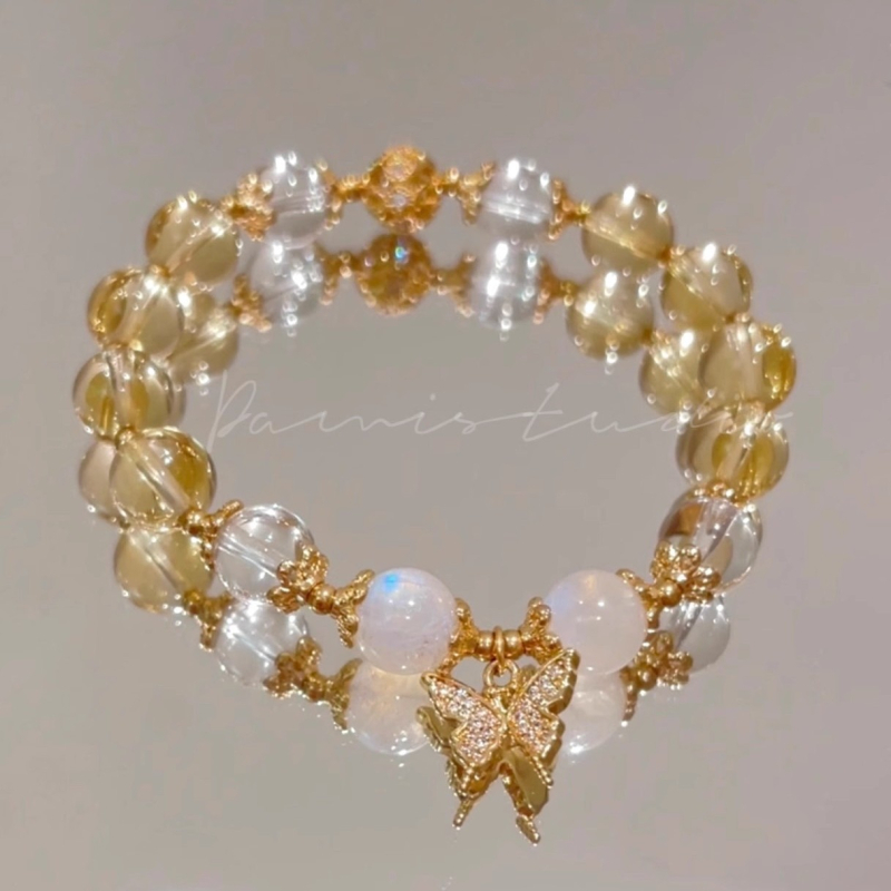 Karkötő: citrin kristály, rombusz alakú dizájn, kézzel készített, női, kínai stílus