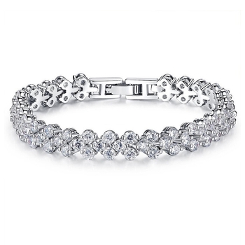 Zhenhui Jewelry Bakrena narukvica s cirkon kamenjem, elektroplatirano, za žene, lagani luksuz, geometrijski dizajn