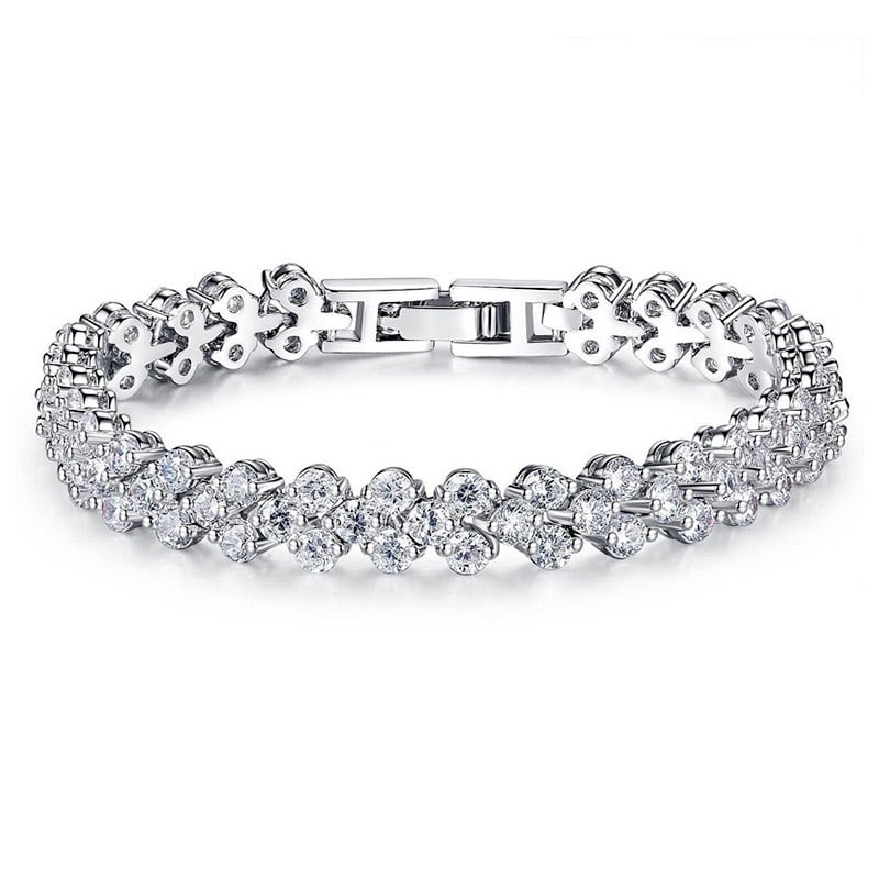Zhenhui Jewelry Bakrena narukvica s cirkon kamenjem, elektroplatirano, za žene, lagani luksuz, geometrijski dizajn