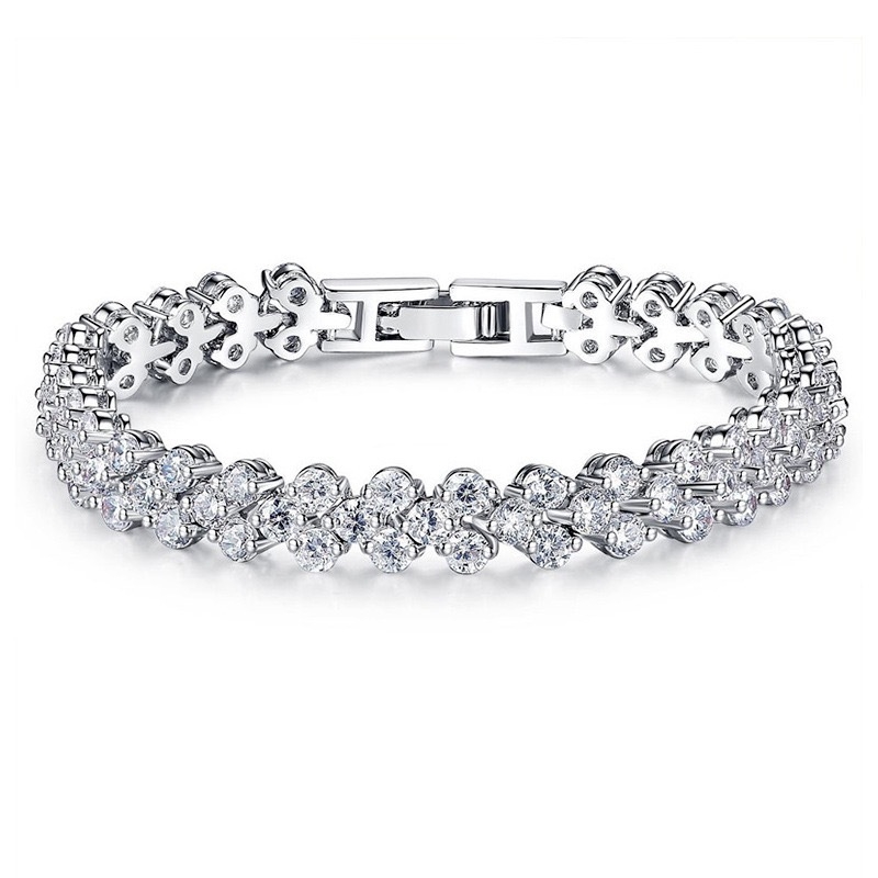 Zhenhui Jewelry Bakrena narukvica s cirkon kamenjem, elektroplatirano, za žene, lagani luksuz, geometrijski dizajn