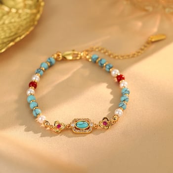 Aranyozott karkötő, szövési technika, etnikus stílus, geometriai forma, Márka: Luyi