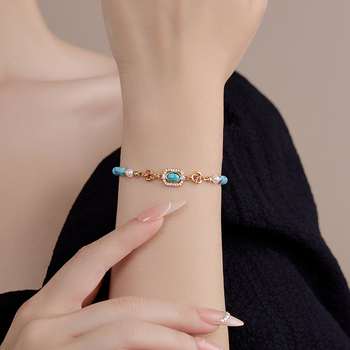 Aranyozott karkötő, szövési technika, etnikus stílus, geometriai forma, Márka: Luyi