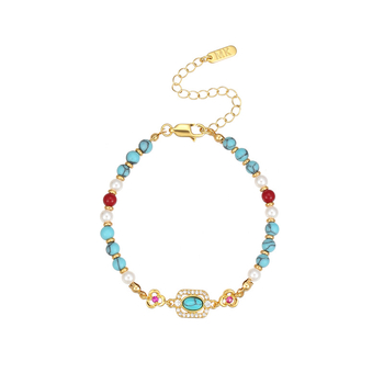 Aranyozott karkötő, szövési technika, etnikus stílus, geometriai forma, Márka: Luyi