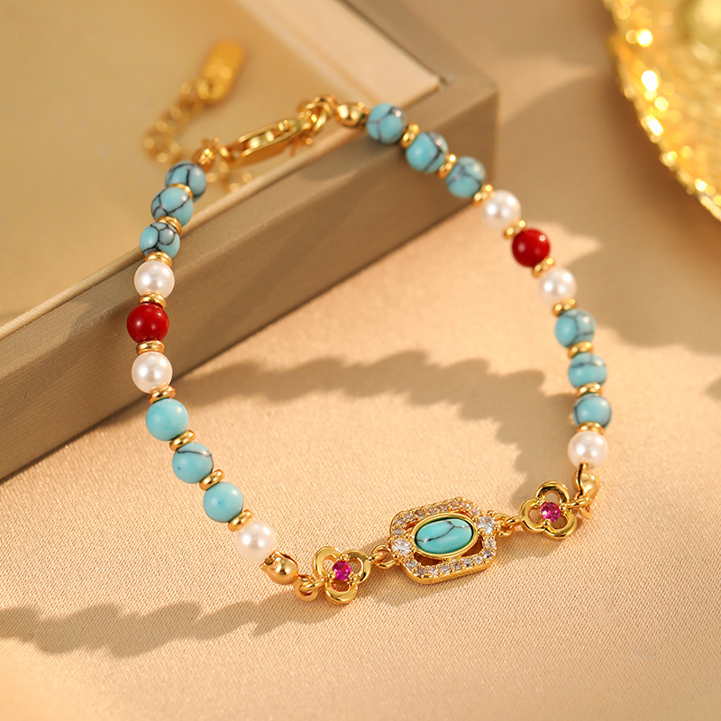 Aranyozott karkötő, szövési technika, etnikus stílus, geometriai forma, Márka: Luyi