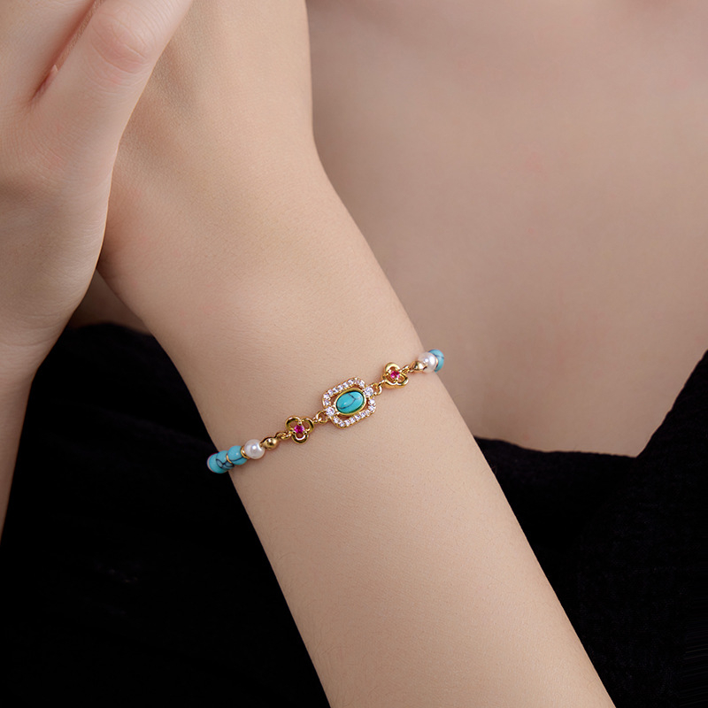 Aranyozott karkötő, szövési technika, etnikus stílus, geometriai forma, Márka: Luyi