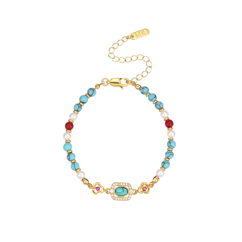 Aranyozott karkötő, szövési technika, etnikus stílus, geometriai forma, Márka: Luyi