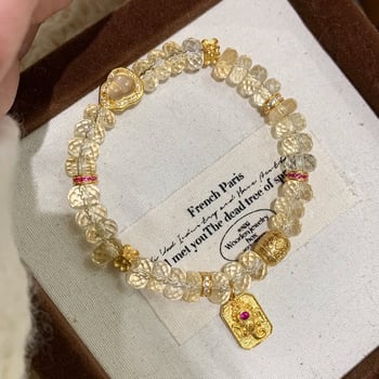 Karkötő – facettált citrin kristály gyöngyökkel, kézzel készült Yuqi márkától, rombusz geometriai design, női koreai stílus