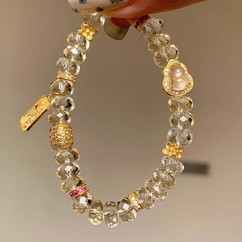 Karkötő – facettált citrin kristály gyöngyökkel, kézzel készült Yuqi márkától, rombusz geometriai design, női koreai stílus