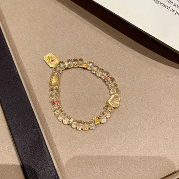 Karkötő – facettált citrin kristály gyöngyökkel, kézzel készült Yuqi márkától, rombusz geometriai design, női koreai stílus