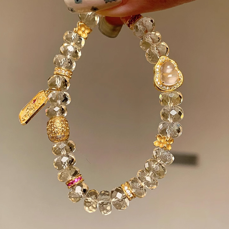 Karkötő – facettált citrin kristály gyöngyökkel, kézzel készült Yuqi márkától, rombusz geometriai design, női koreai stílus