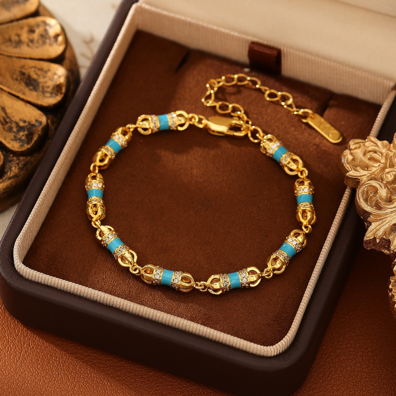 Kézzel kötött karkötő rézből, környezetbarát bevonattal, mikro-inlaid cirkón kövek, hullám alakú, női stílus, új kínai stílus