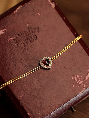 Brățară din cupru, granat placat cu aur, stil retro, vara 2023