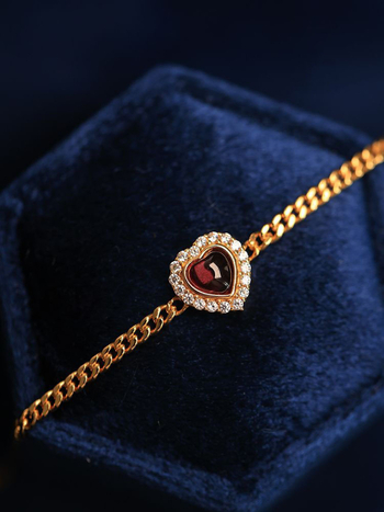 Brățară din cupru, granat placat cu aur, stil retro, vara 2023