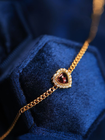 Brățară din cupru, granat placat cu aur, stil retro, vara 2023