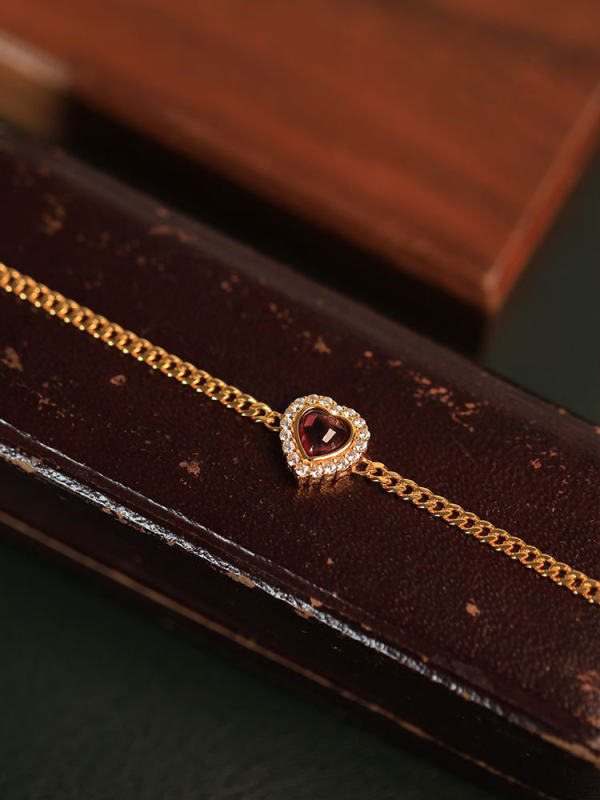 Brățară din cupru, granat placat cu aur, stil retro, vara 2023