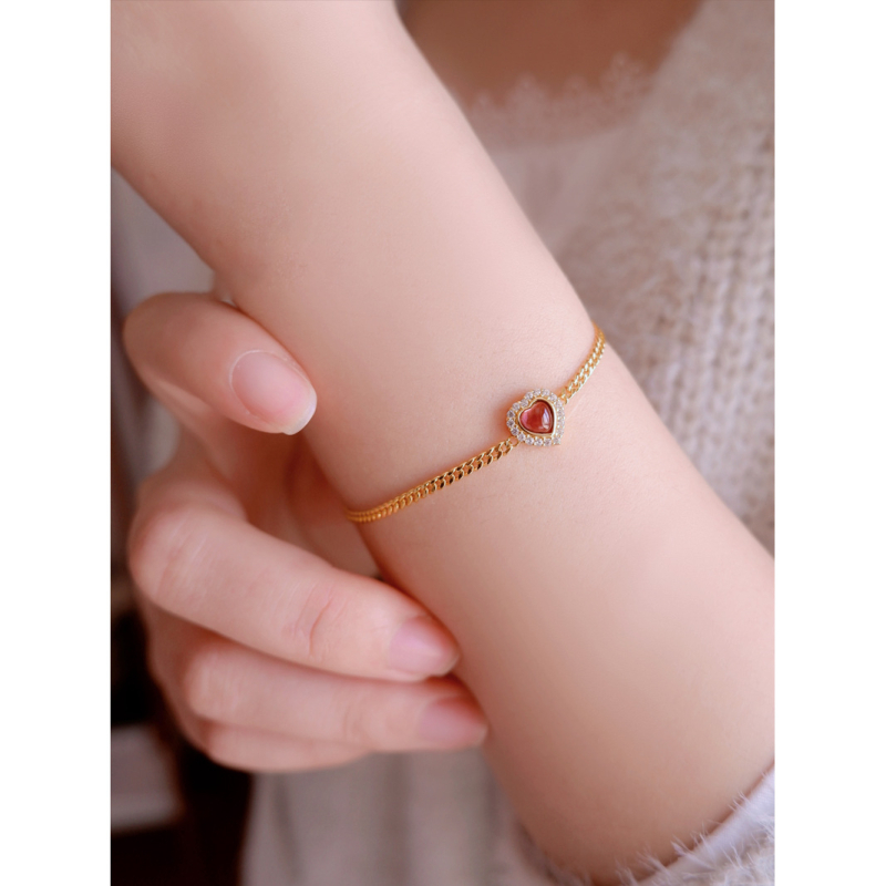 Brățară din cupru, granat placat cu aur, stil retro, vara 2023