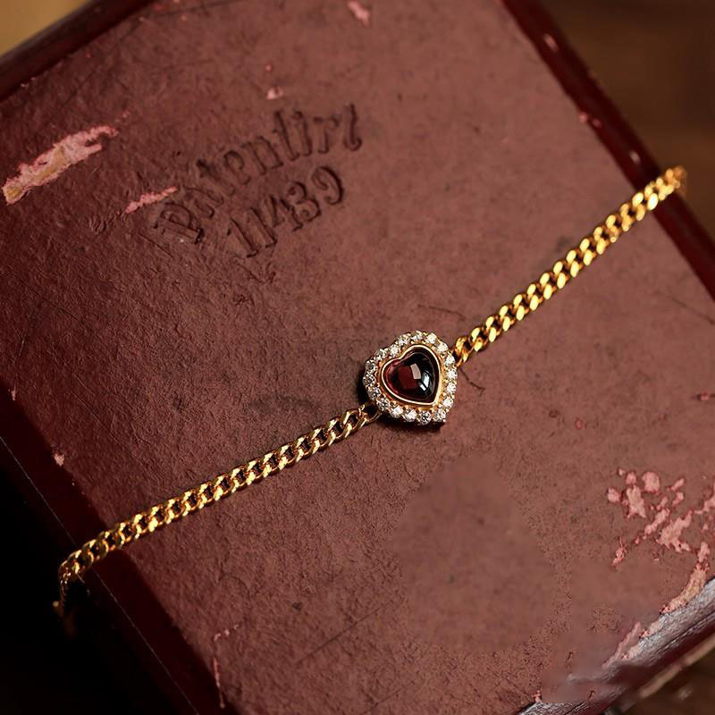 Brățară din cupru, granat placat cu aur, stil retro, vara 2023