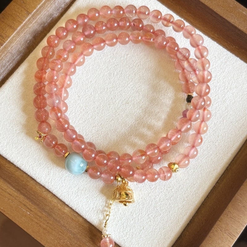 Kézzel készített achát karkötő turmalinnal és tengeri mintázatú kővel – több réteg kristályos gyöngyös karkötő nőknek, friss és édes stílus