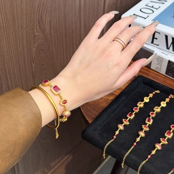 Geometriai réz karkötő, elektroplakált, új kínai stílus, kézhez illő kiegészítő