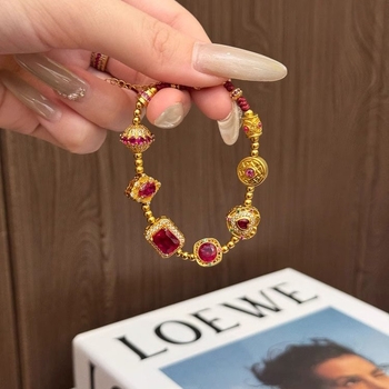 Geometriai réz karkötő, elektroplakált, új kínai stílus, kézhez illő kiegészítő