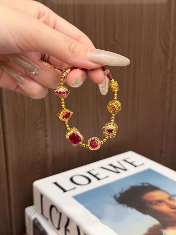 Geometriai réz karkötő, elektroplakált, új kínai stílus, kézhez illő kiegészítő