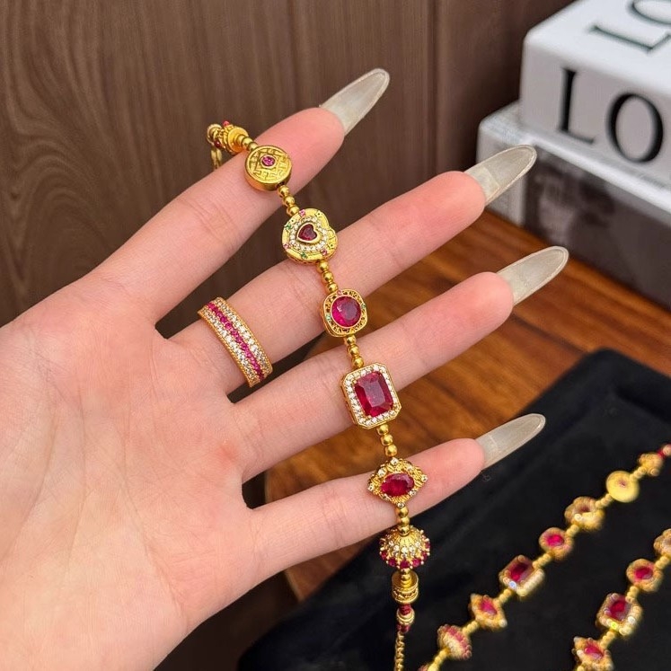 Geometriai réz karkötő, elektroplakált, új kínai stílus, kézhez illő kiegészítő