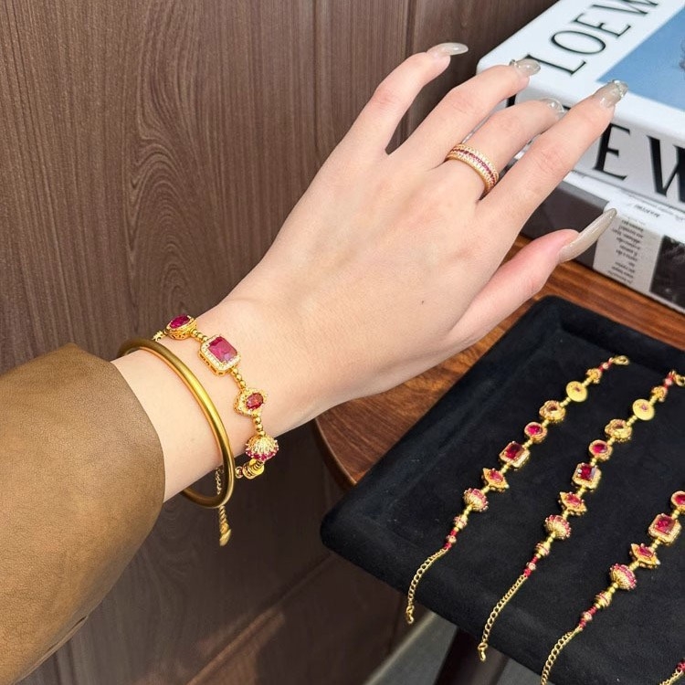 Geometriai réz karkötő, elektroplakált, új kínai stílus, kézhez illő kiegészítő