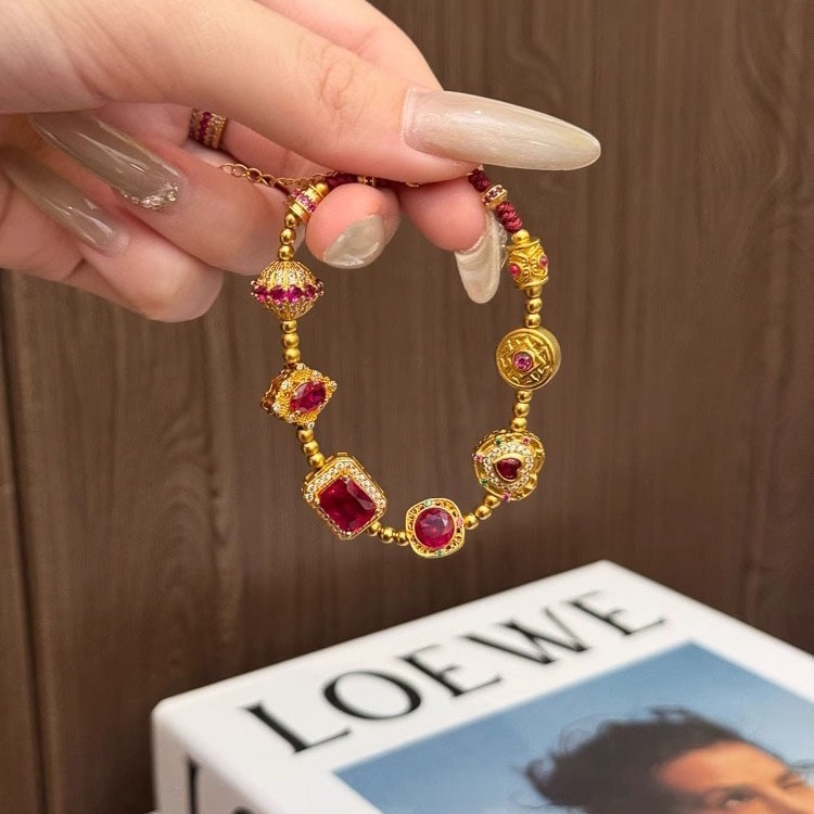 Geometriai réz karkötő, elektroplakált, új kínai stílus, kézhez illő kiegészítő