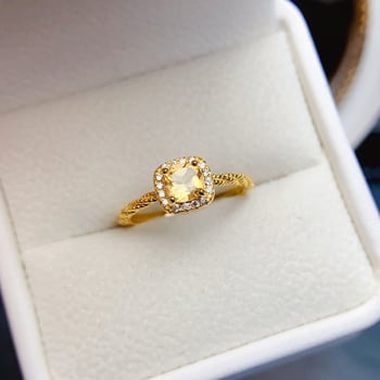 Természetes citrin gyűrű, S925 ezüst, fő kő beépített, kézzel készített